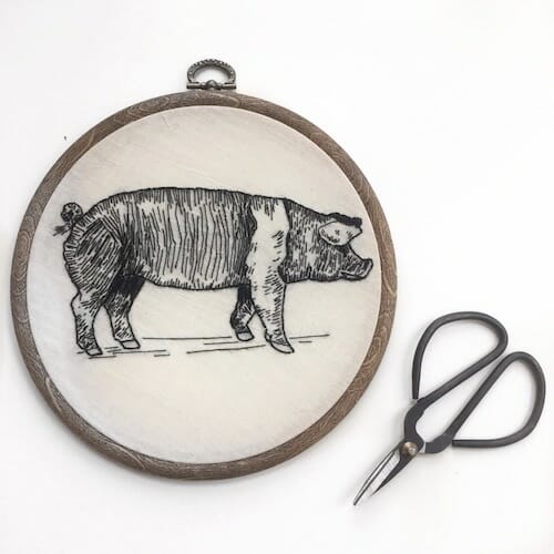 Tiny Hand Embroidery - Pig Embroidery Hoop