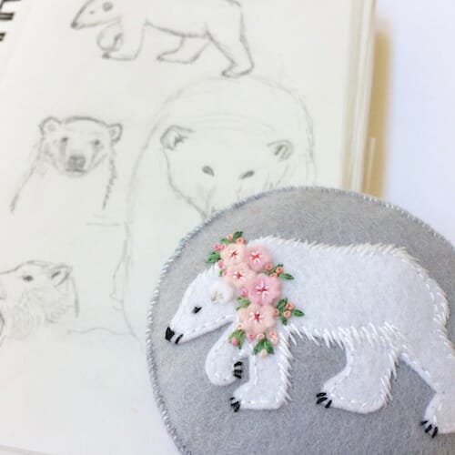 Fabric And Ink - Polar Bear Pincushion