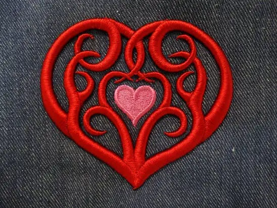3d foam embroidered tribal heart design