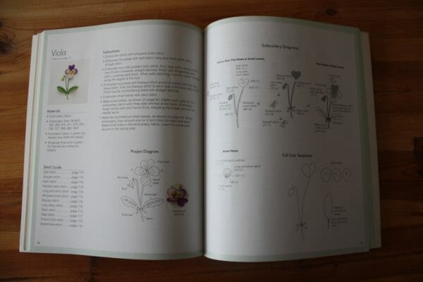 Instructions pages from Stumpwork Flowers by Sachiko Morimoto