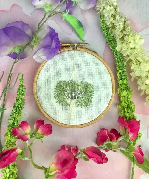 Pulp Stitchin' - Hanging Macrame Planter Embroidery 