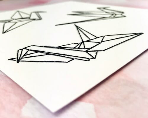 Pulp Stitchin' - Origami Crane Embroidery (detail)