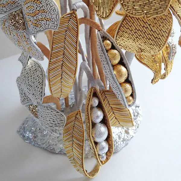 Goldwork embroidery sculpture detail, by Hannah Mansfield