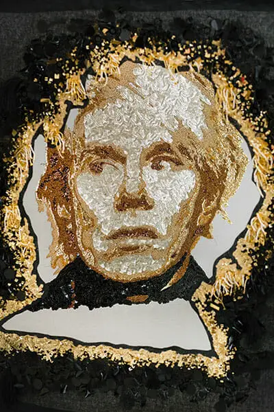 Andy Warhol embroidery, by Silvia Perramon Rubio, Hand & Lock Prize for Embroidery, fist place, Textile Art, Open category - Image Credit Jutta Klee