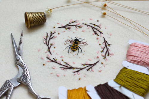 Adam Pritchett - Bee Flower Wreath Embroidery