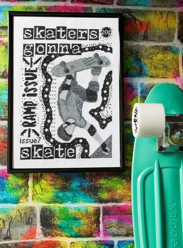 PyroDogPins Skater Zine Cross Stitch Design from Issue 6 of XStitch Magazine