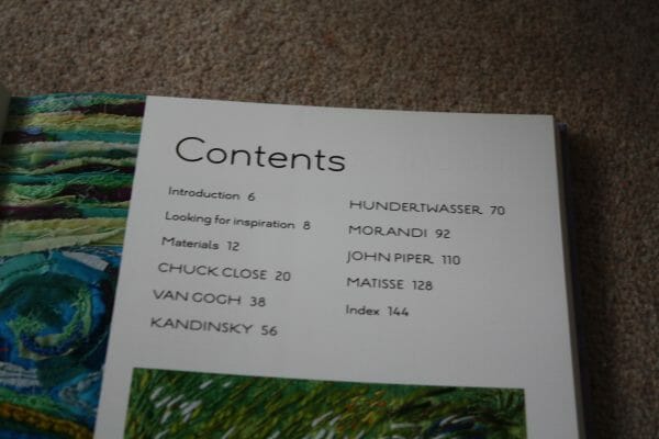 from art to stitch - contents list