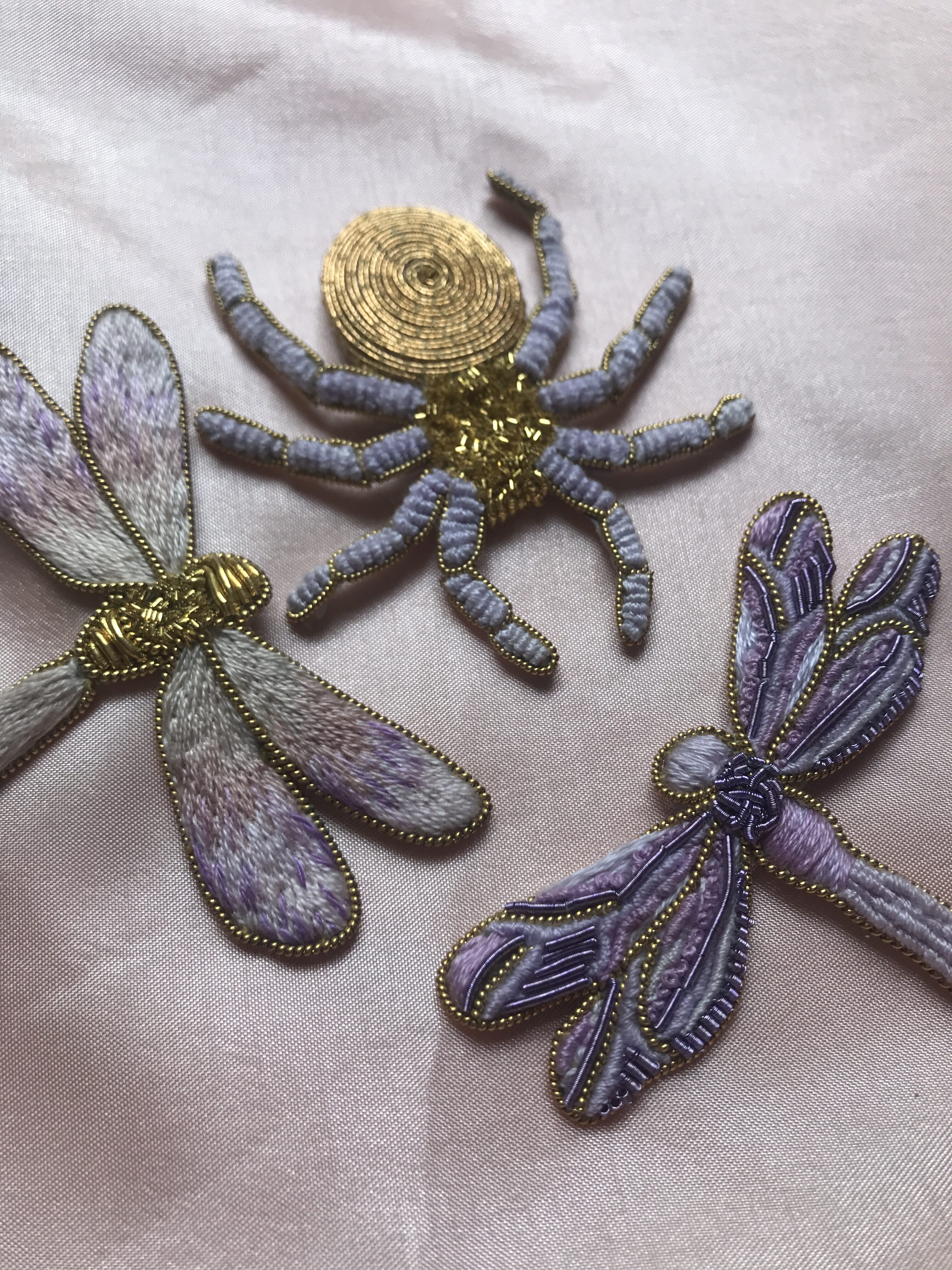 Rie's goldwork spiders