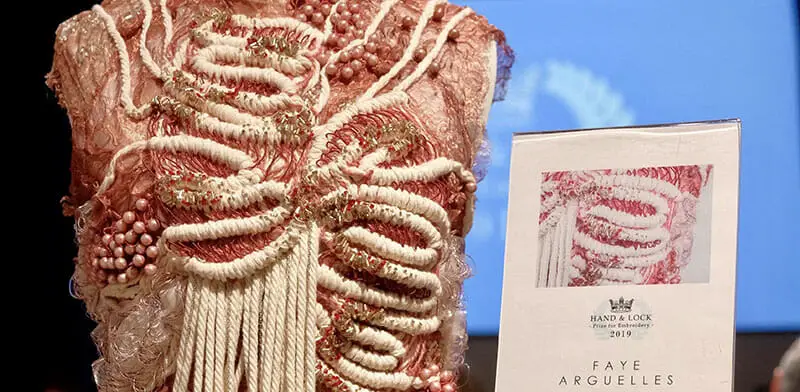 First place, Hand & Lock Prize for Embroidery, student fashion category, by Faye Arguelles