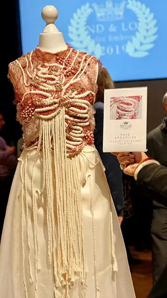 First place, student fashion category, Hand & Lock Prize for Embroidery, by Faye Arguelles