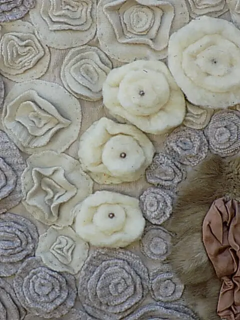 ABSTRACT FLOWER DESIGN IN TEXTILE ART - LAYERING WOOL