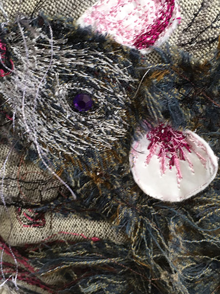 Rat detail, David Morrish Wilcom Textile Art Winner, Hand & Lock Prize for Embroidery