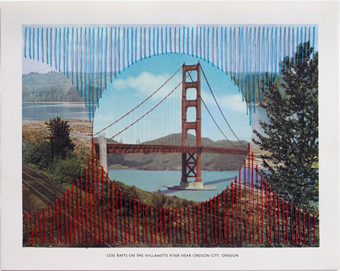 Shaun Kardinal - Near Oregon City - embroidered postcard