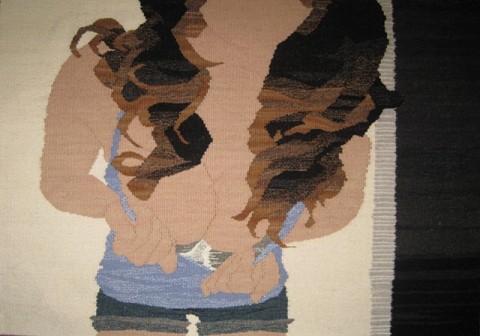 Erin Riley - Tits tapestry weaving