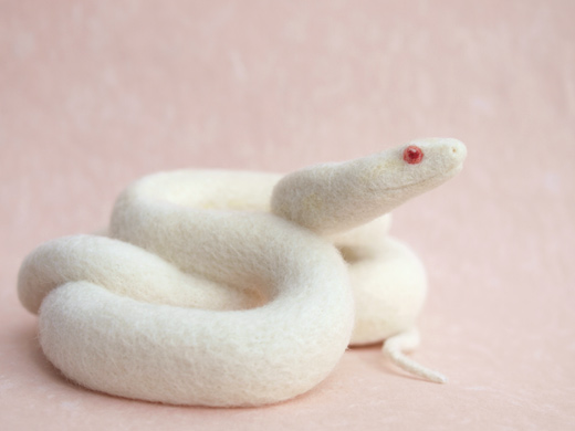 Miki Ichiyama shows creature felt with new meaning, in the form of a needle felted snake Shiro Ebi