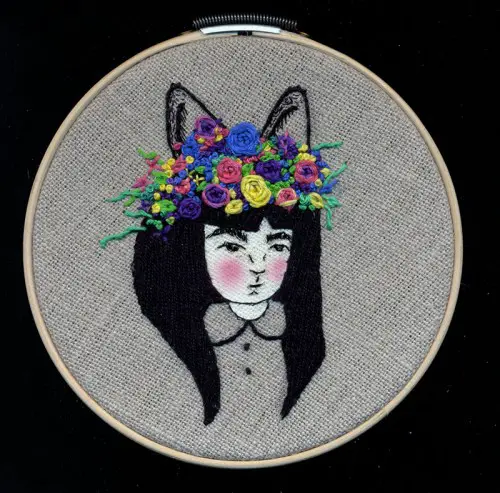 Maria Conejo - Florituras (2013) - Acrylic and thread on linen