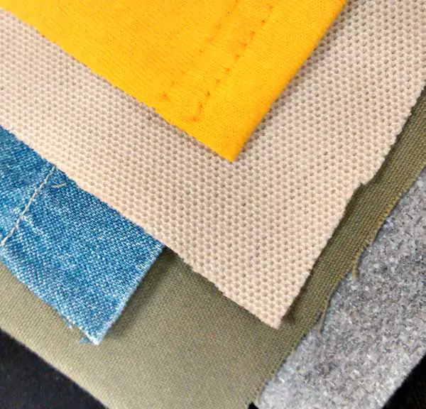 Swatches of very different materials for embroidery sampling - Distortion in Digitizing