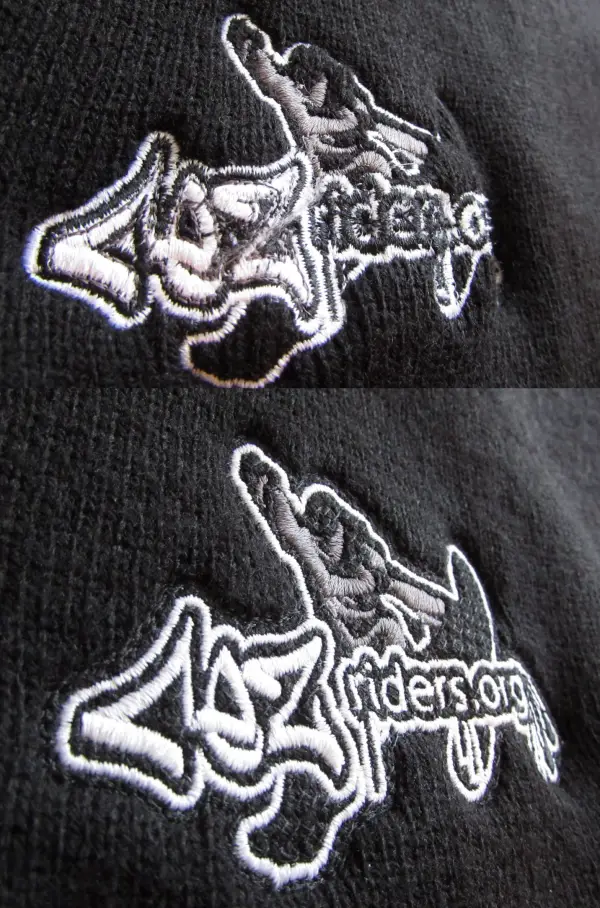 example showing good and bad samples of embroidery