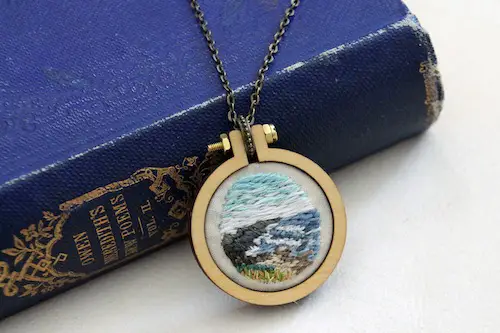 IttyBittyBunnies - Seascape Embroidery Necklace