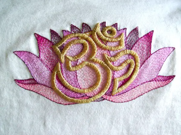 Lotus and Aum Tee-Shirt Embroidery by Erich Campbell