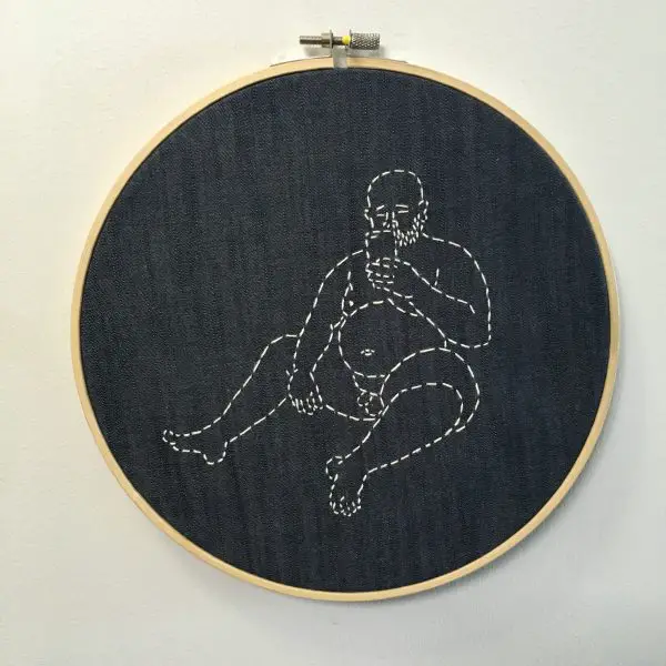 Selfie, 2016. Hand embroidery by Rebecca Levi.