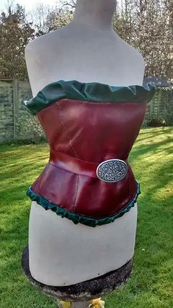 Leather corset made from veg tanned calfskin and pigskin - Designed, stained, moulded, burnished and hand stitched by Suzanne Treacy - photo by Suzanne Treacy