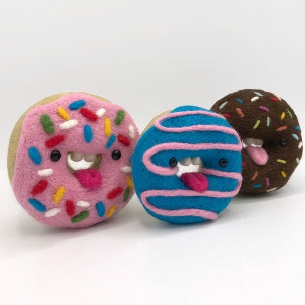 Ed Mironiuk colourful donuts in felt