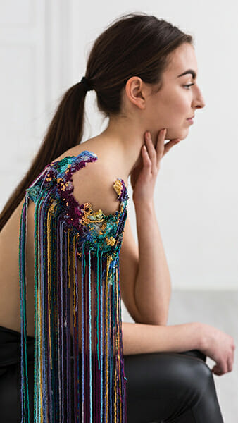 8 - The work of embroidery artist, Emma Wilkinson. Photography: Nina Shahroozi; Model: Brooke Mills