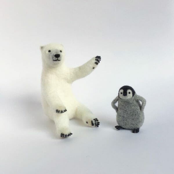 higuma2017's needle felted polar bear and penguin