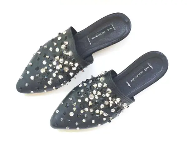 Crystal and stud embroidered shoes, Shlomit Tawfik