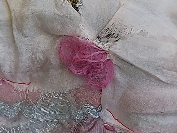 Wool loops provide fragile depth to abstract flowers in 'Angel Wings'