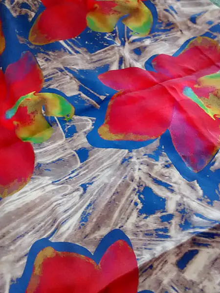 Detail of digital print on silk, by Suzanne Treacy